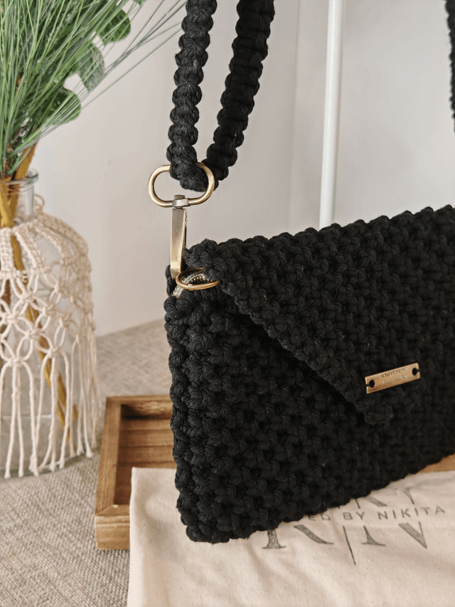 Black Clutch with Adjustable Strap 