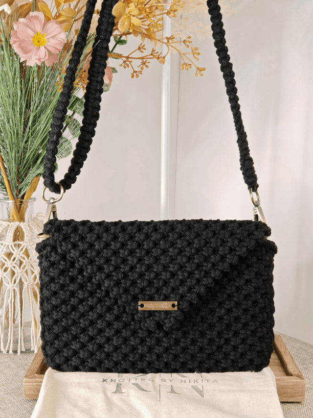 Black Clutch with Adjustable Strap 