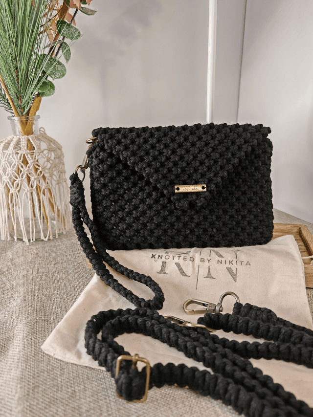 Black Clutch with Adjustable Strap 